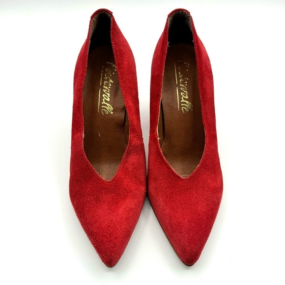 L’INTERVALLE RED LEATHER SHOES BLOCK  HEELS POINTED TOE HEEL SIZE 3& - Picture 5 of 16